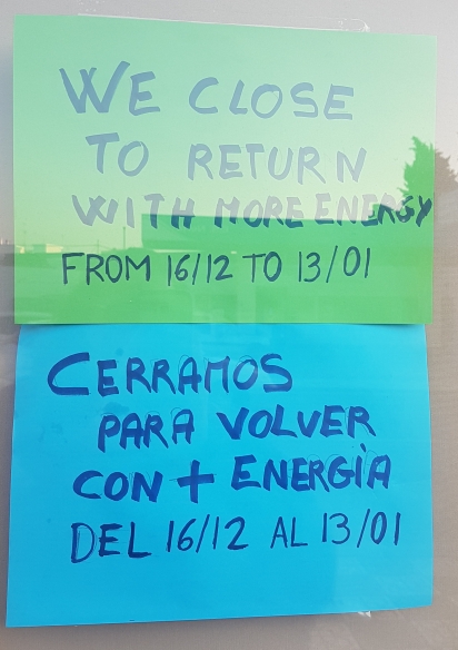 "We close to return with more energy/Cerramos para volver con + energia"
